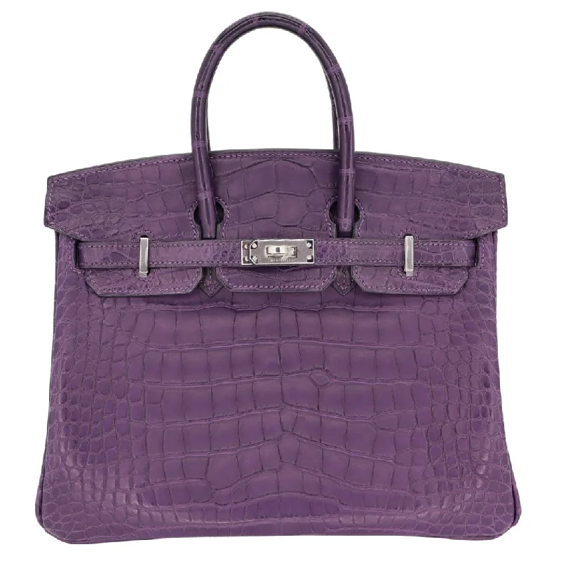 Hermès 25cm Birkin Amethyst Matte Alligator Palladium Hardware