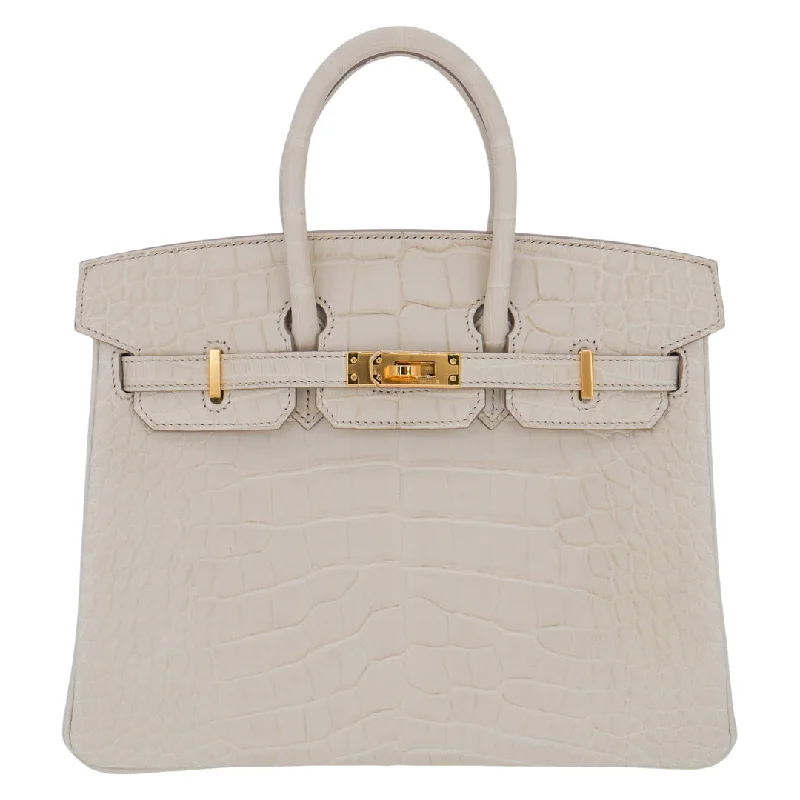 Hermès 25cm Birkin Beton Matte Alligator Gold Hardware