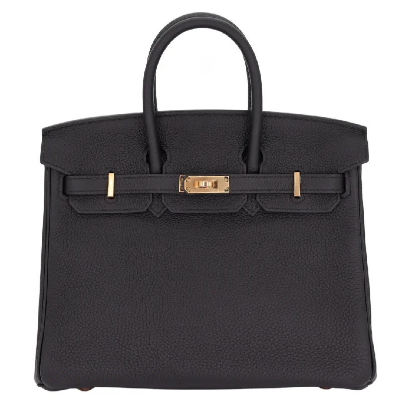 Hermès 25cm Birkin Black Togo Leather Rose Gold Hardware