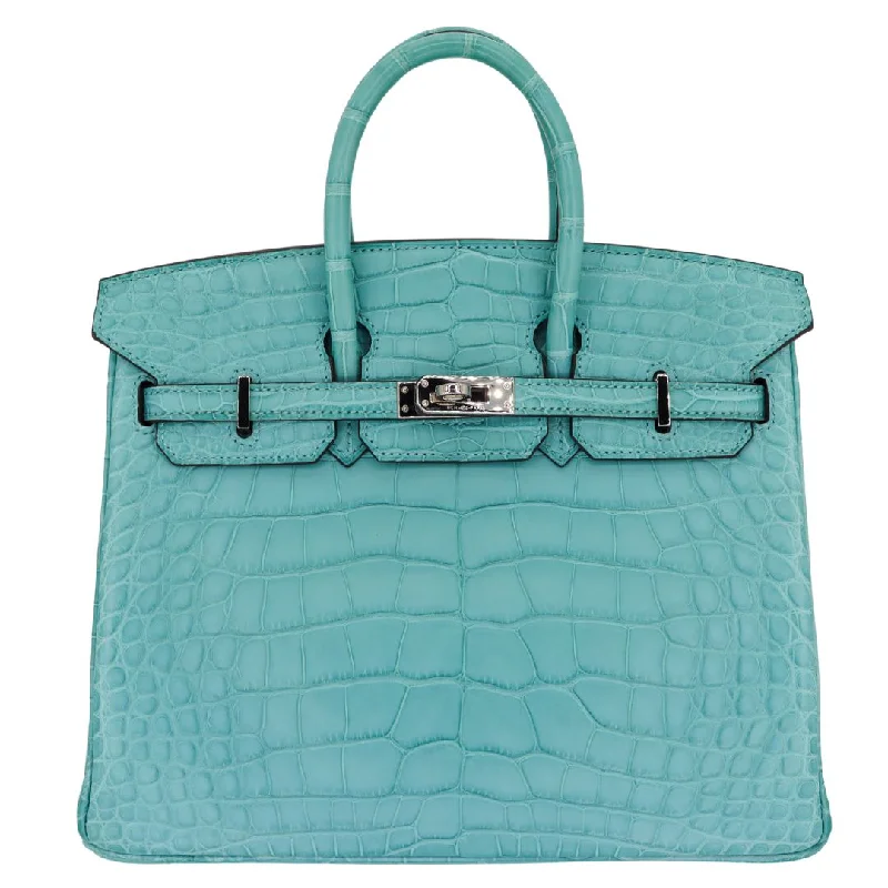 Hermès 25cm Birkin Bleu Saint Cyr Matte Alligator Palladium Hardware