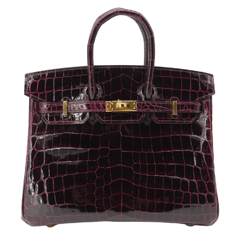 Hermès 25cm Birkin Bordeaux Shiny Niloticus Crocodile Gold Hardware