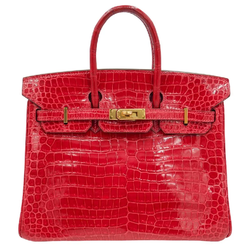 Hermès 25cm Birkin Braise Shiny Niloticus Crocodile Gold Hardware