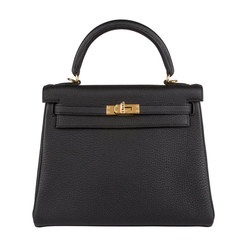 Hermès 25cm Kelly Retourne Black Togo Leather Gold Hardware