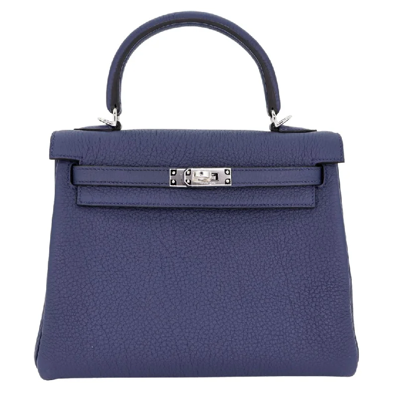 Hermès 25cm Kelly Retourne Bleu Navy Togo Leather Palladium Hardware