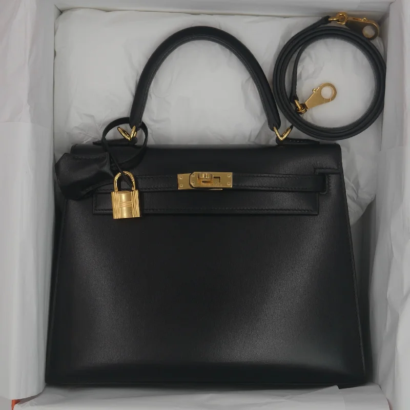 Hermès 25cm Kelly Sellier Black Box Calf Leather Gold Hardware