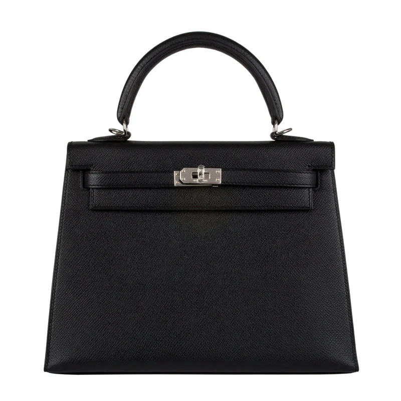 Hermès 25cm Kelly Sellier Black Epsom Leather Palladium Hardware