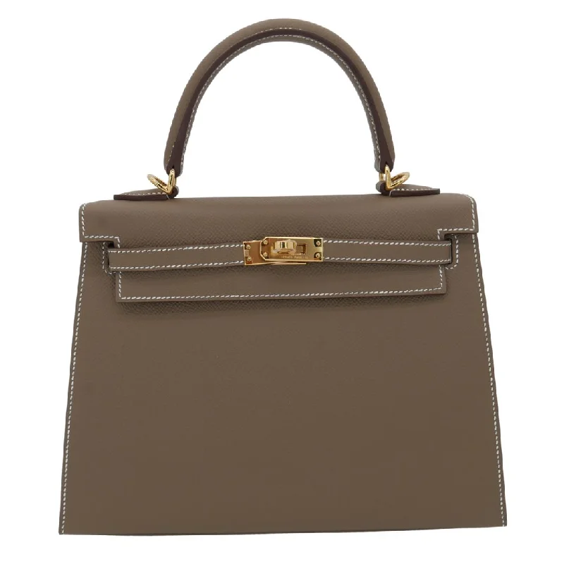 Hermès 25cm Kelly Sellier Etoupe Epsom Leather Gold Hardware