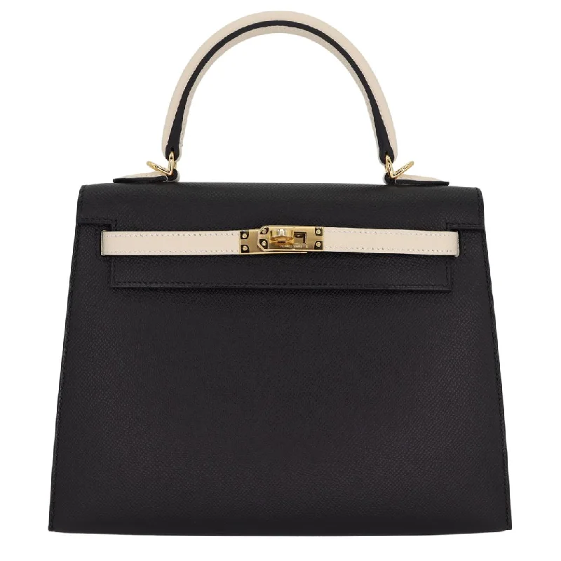 Hermès 25cm Kelly Sellier HSS Black/ Craie Epsom Leather Gold Hardware