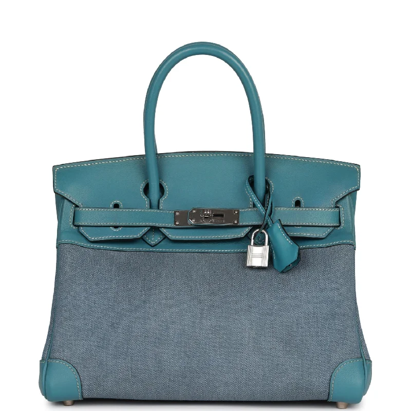 Vintage Hermes Birkin 30 Denim and Blue Jean Gulliver Palladium Hardware