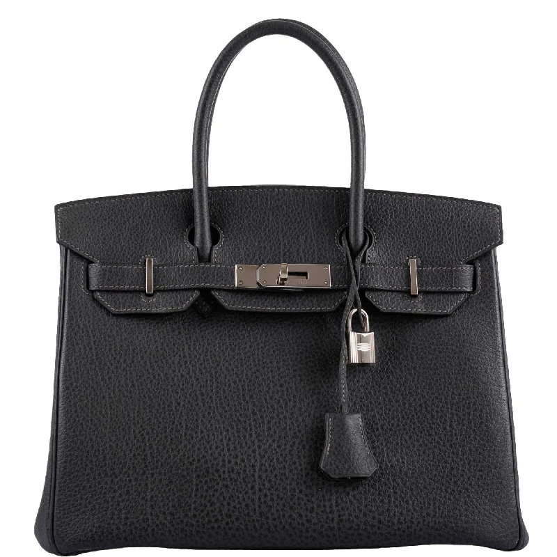 Hermès Birkin 30 Graphite Buffalo with Palladium Hardware - 2005, I Square