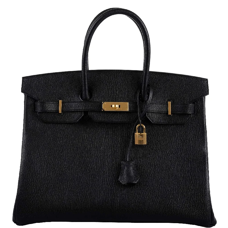 Hermès Birkin 35 Black Chevre De Coromandel with Gold Hardware - 2019, D