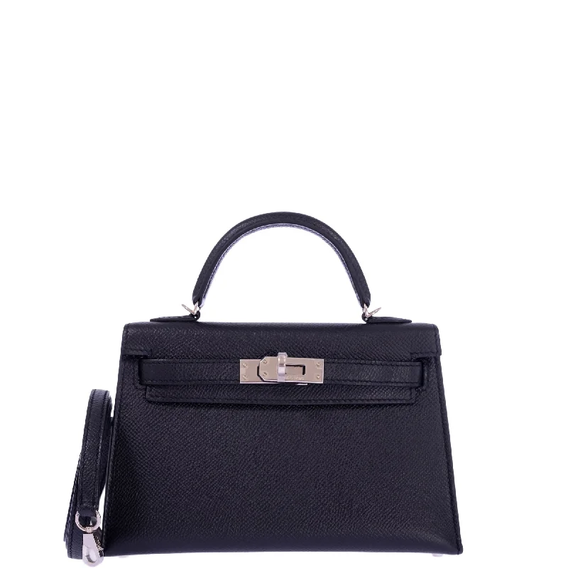 Hermès Kelly 20 Mini II Sellier Black Epsom Palladium