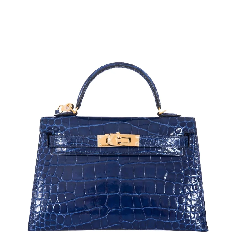 Hermès Kelly 20 Mini II Sellier Blue Sapphire Alligator Gold Hardware