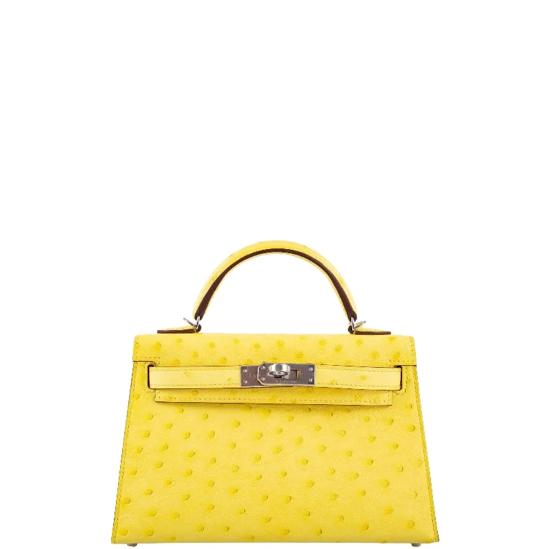 Hermès Kelly 20 Mini II Sellier Jaune Citron Ostrich Palladium Hardware