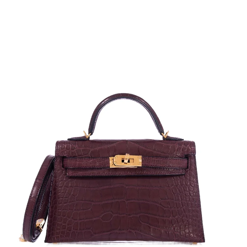 Hermès Kelly 20 Mini Sellier Bordeaux Matte Alligator Gold Hardware