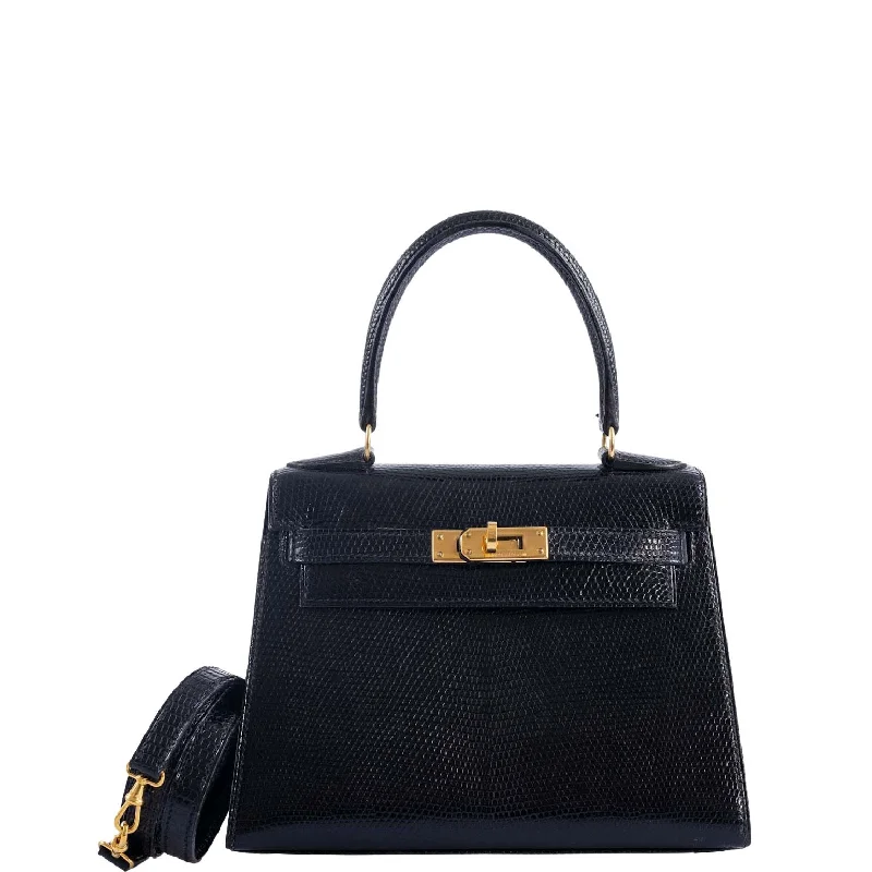 Hermès Kelly 20 Mini Vintage Black Lizard with Gold Hardware