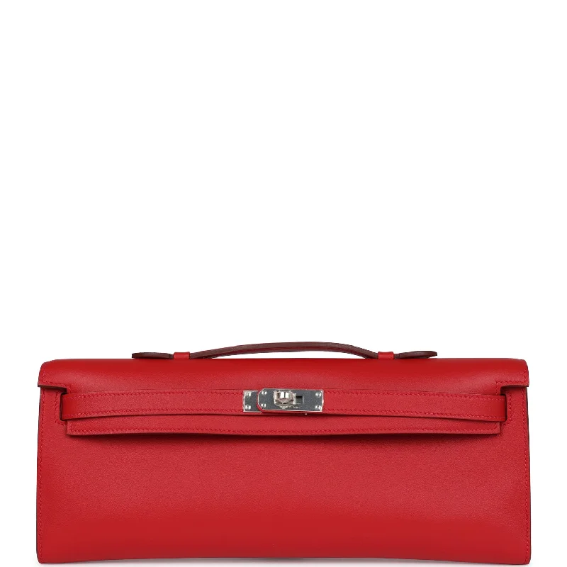 Hermes Kelly Cut Rouge Casaque Swift Palladium Hardware