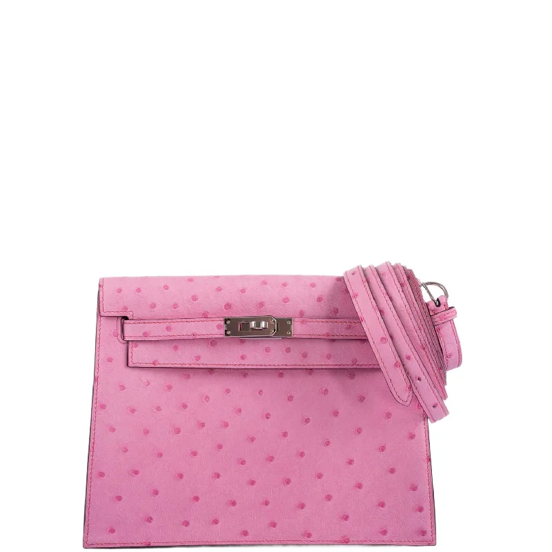 Hermès Kelly Danse II 5P Bubblegum Pink Ostrich Palladium Hardware