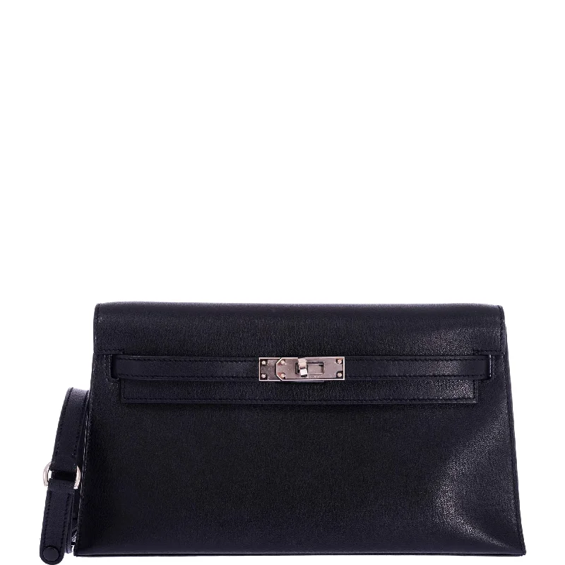 Hermès Kelly Elan Sellier Black Chevré leather with Palladium Hardware