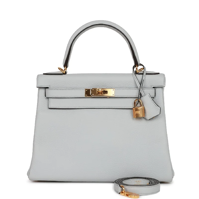 Hermes Kelly Retourne 28 Bleu Pale Clemence Gold Hardware