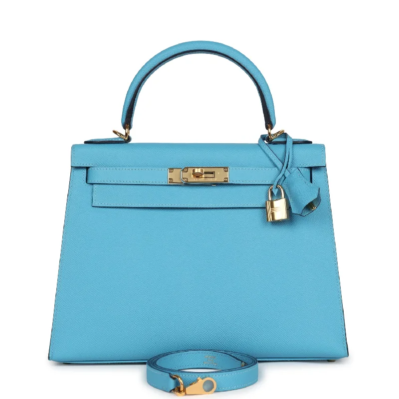 Hermes Kelly Sellier 28 Bleu du Nord Epsom Gold Hardware