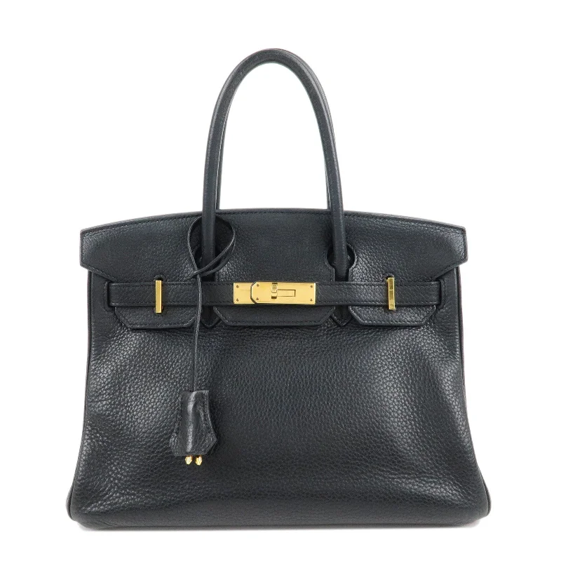 HERMES Taurillon Clemence Birkin 30 M stamped Black Gold