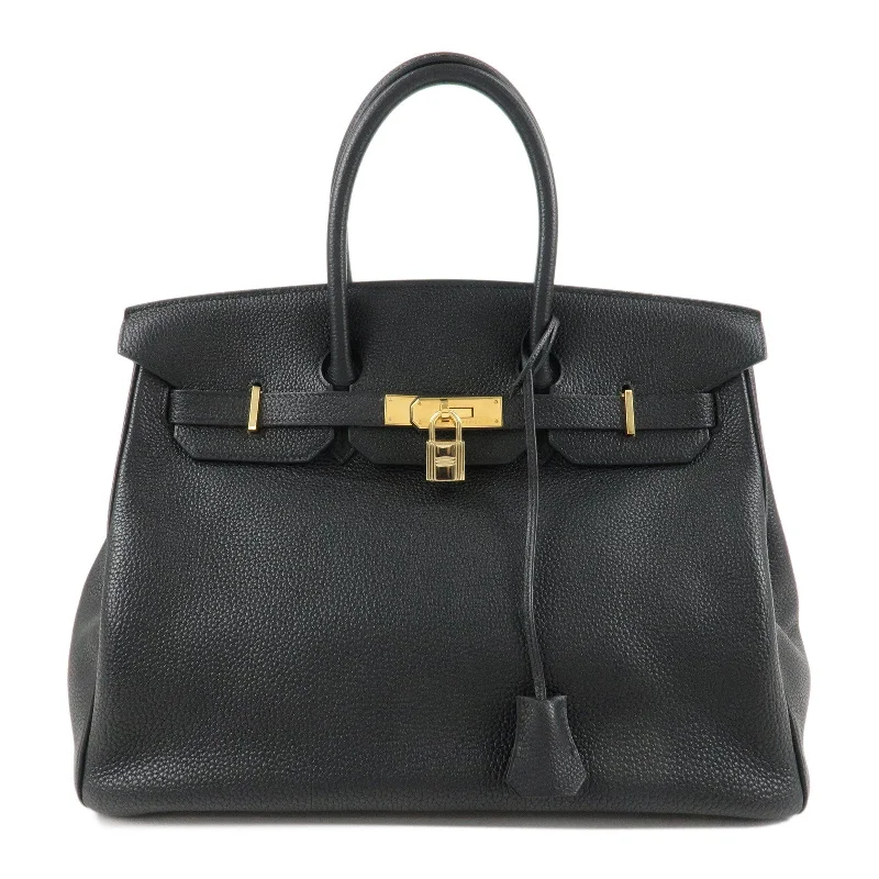 HERMES Togo Birkin 35 H Stamped Hand Bag Black Gold HDW