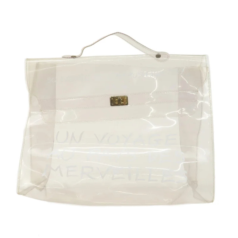 HERMES Vinyl Kelly Hand Bag Clear Transparet Gold Hardware