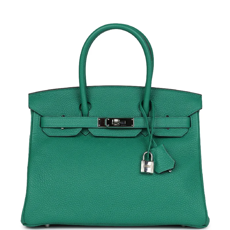 Pre-owned Hermes Birkin 30 Vert Vertigo Verso Clemence Palladium Hardware