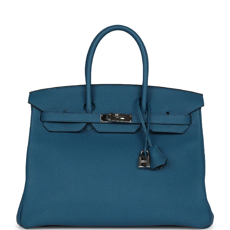 Pre-owned Hermes Birkin 35 Cobalt Togo Palladium Hardware