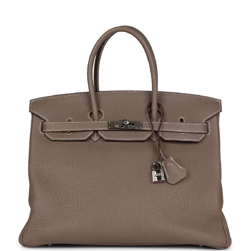 Pre-owned Hermes Birkin 35 Etoupe Togo Palladium Hardware