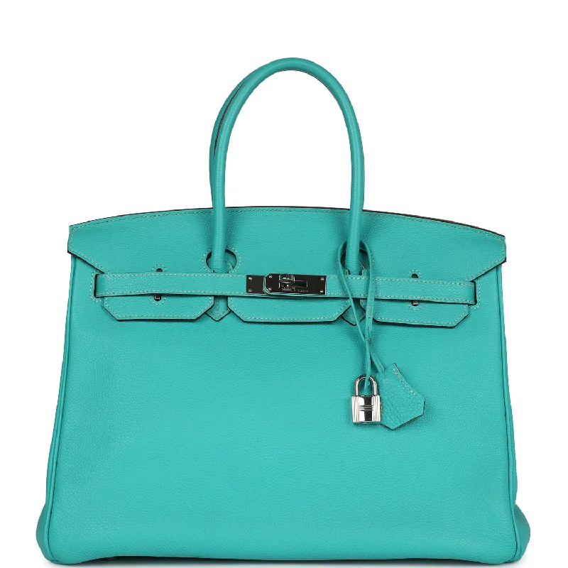 Pre-owned Hermes Birkin 35 Lagon Togo Palladium Hardware