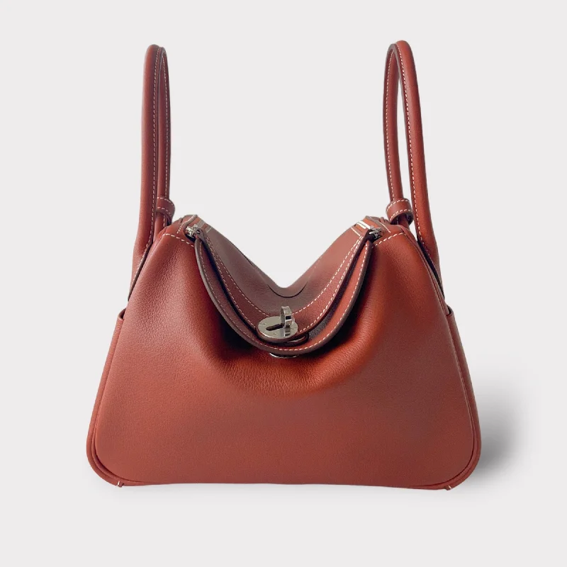 Hermes Lindy 26 Bag In Sienne With Palladium Hardware, Evercolor Leather